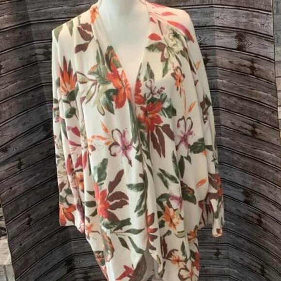 ELDRIDGE Plus Size Women's Floral Kimono Duster Cardigan NEW - Picture 2 of 4